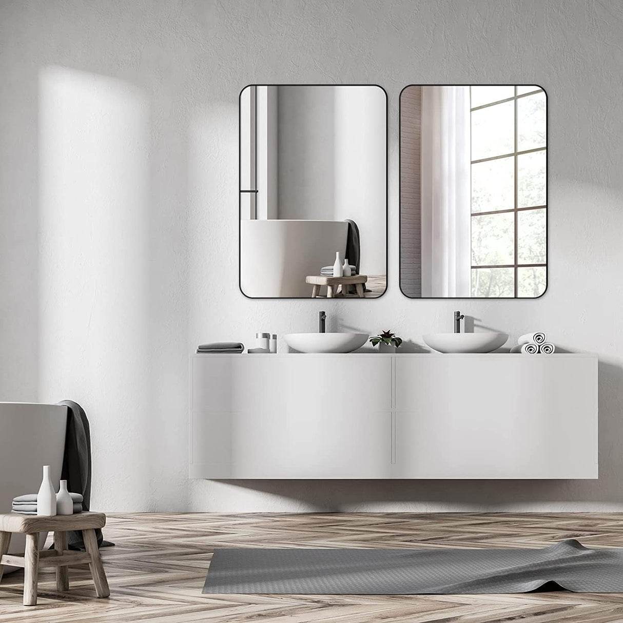 Black Bathroom Mirrors Metal Frame Rectangle Mirror