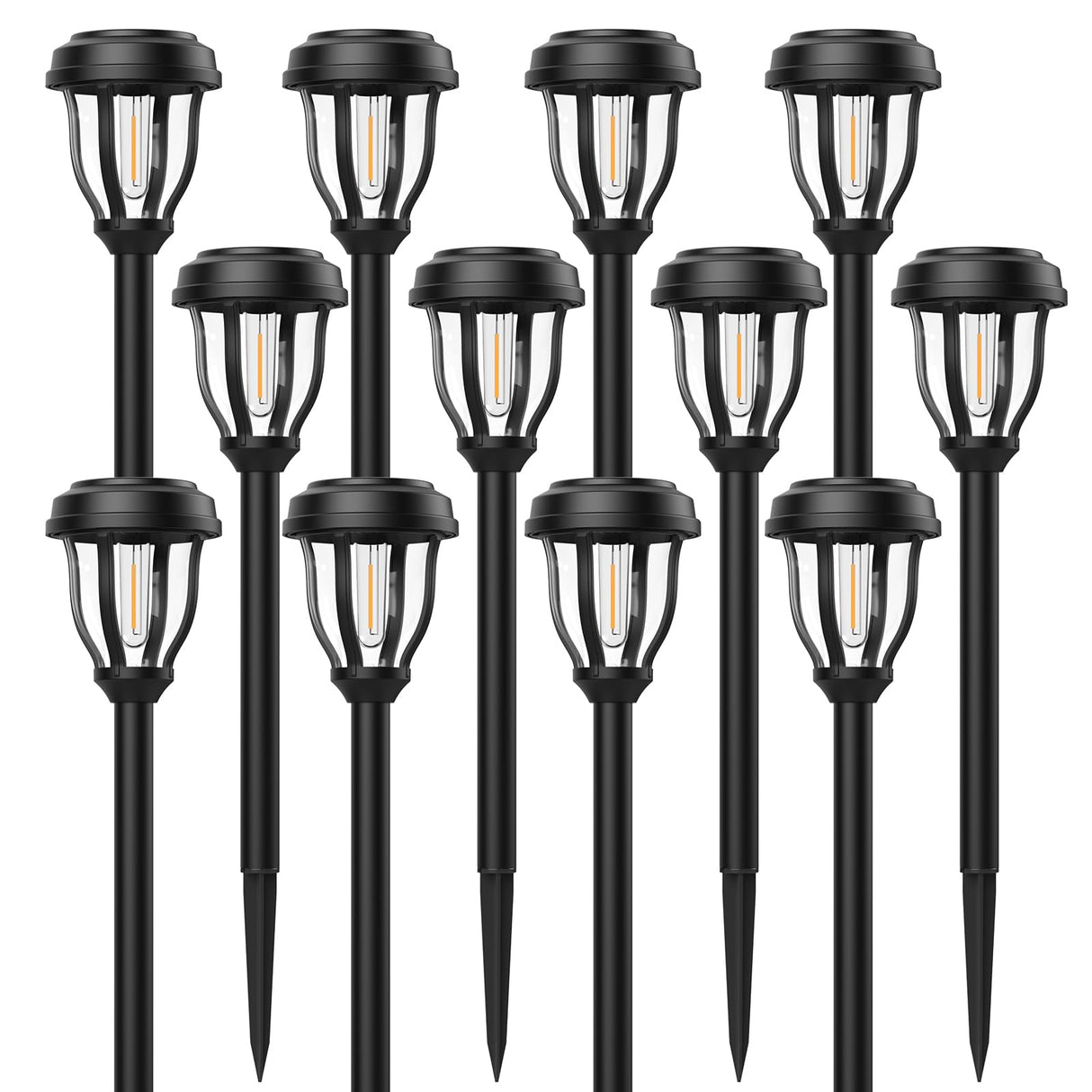 12 Pack Solar Lights Outdoor, Solar Pathway Lights Auto On/Off Waterproof Garden