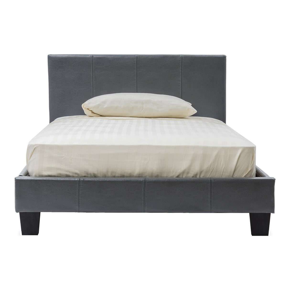 Furniture of America Ramone Faux Leather King Platform Bed in Gray