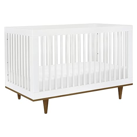 Marley 3-in-1 Convertible Crib in White Finish and Walnut Legs