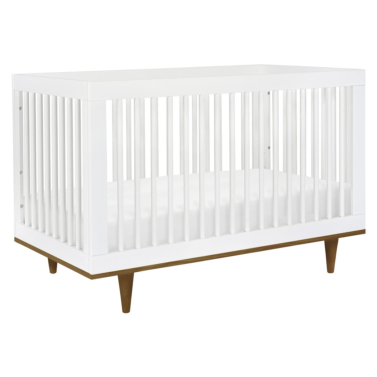 Marley 3-in-1 Convertible Crib in White Finish and Walnut Legs