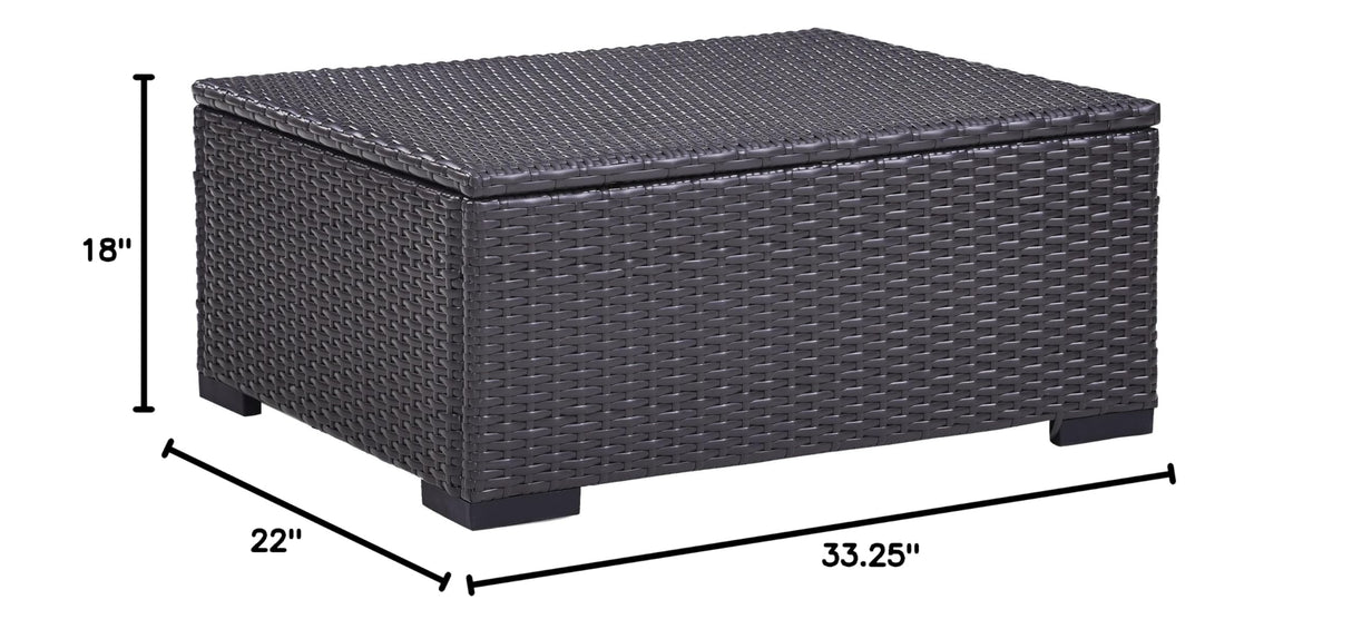 Crosley Furniture Biscayne Wicker Outdoor Ottoman Foot Rest for Patio, Deck, Porch, Brown with Mist Cushions