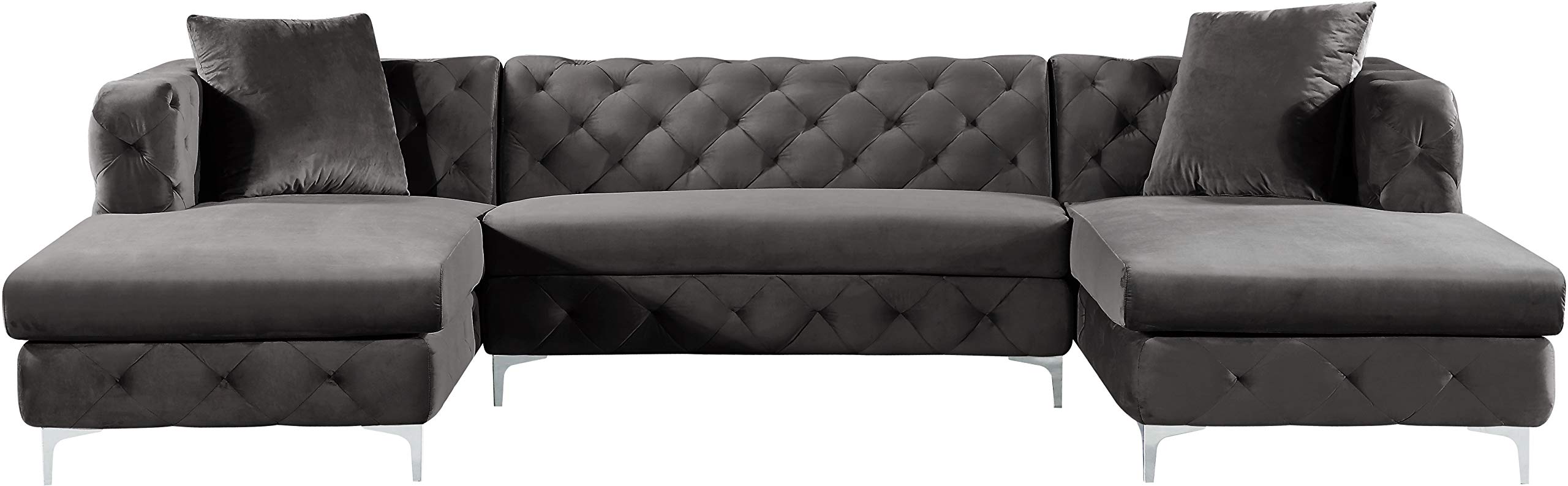 Gail Collection Modern | Contemporary Velvet Upholstered 3 Piece Sectional