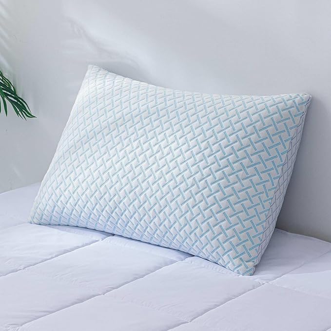 Shredded Memory Foam Cooling Medium Soft Bamboo Viscose Pillows King Set of 2