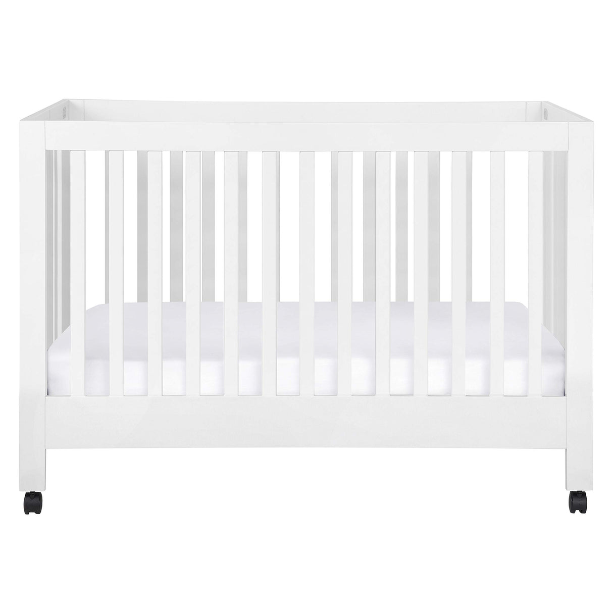 Maki Full-Size 2-in-1 Portable Folding Crib with Toddler Bed Conversion Kit in White
