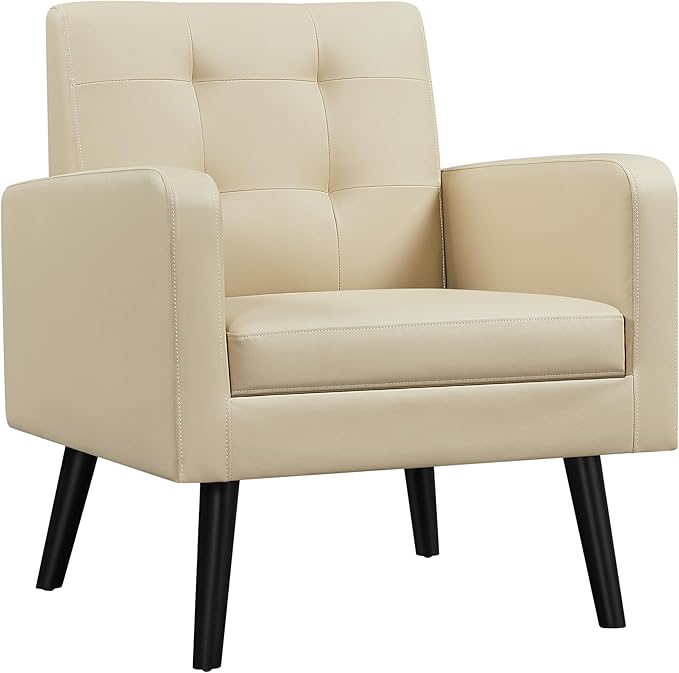 Mid-Century Accent Chairs, PU Leather Modern Upholstered Living Room Chair