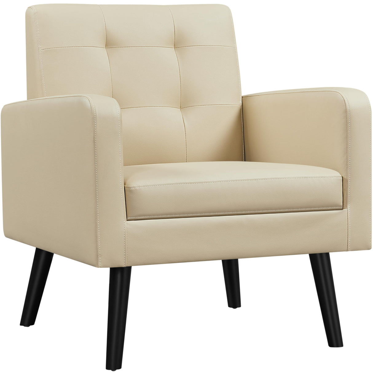 Mid-Century Accent Chairs, PU Leather Modern Upholstered Living Room Chair