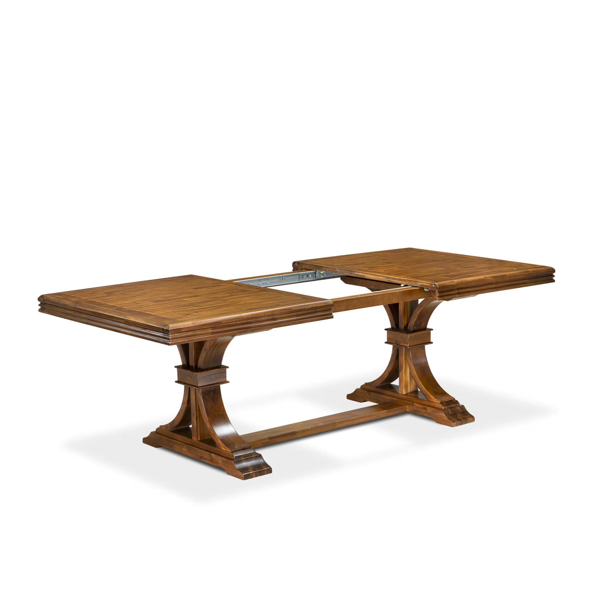 Wooden Kitchen Dining Table with Removable Rectangular Tabletop - Antique Walnut Finish