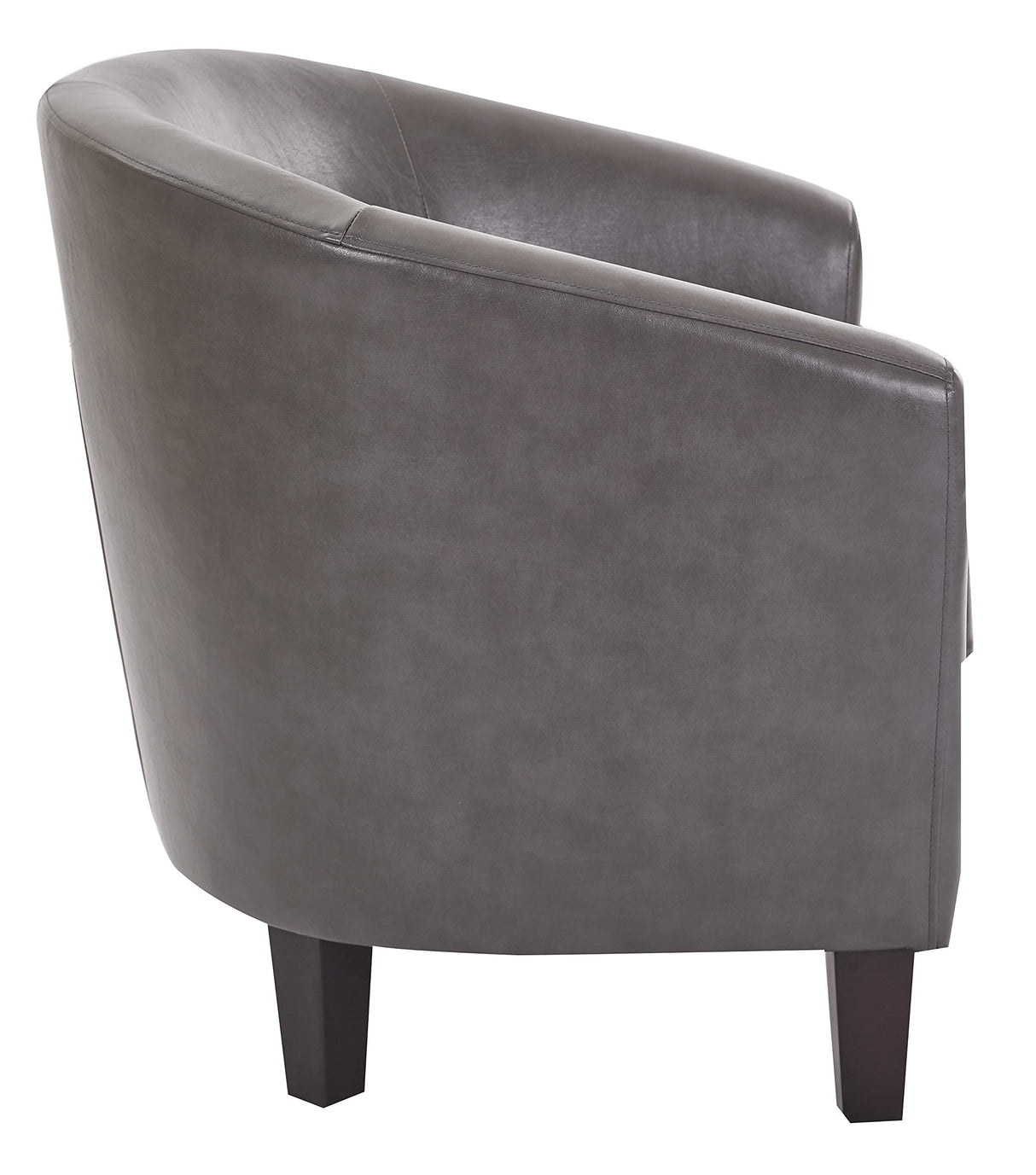 Tub Accent Chair with Dark Espresso Wood Legs, Pewter Faux Leather