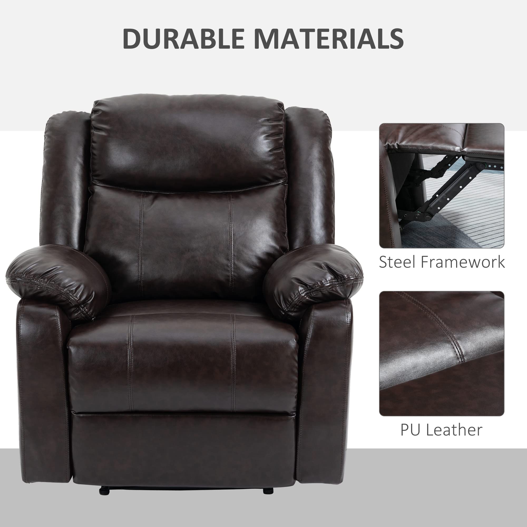 LoungePro Manual Recliner Chair – PU Leather with Footrest