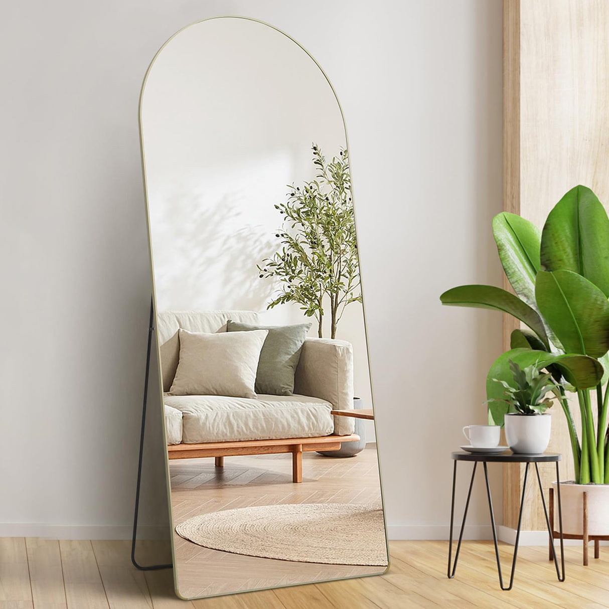Arched Full Length Mirror, 71'' x 30'', Large Free Standing Leaning Hanging Wall Mounted
