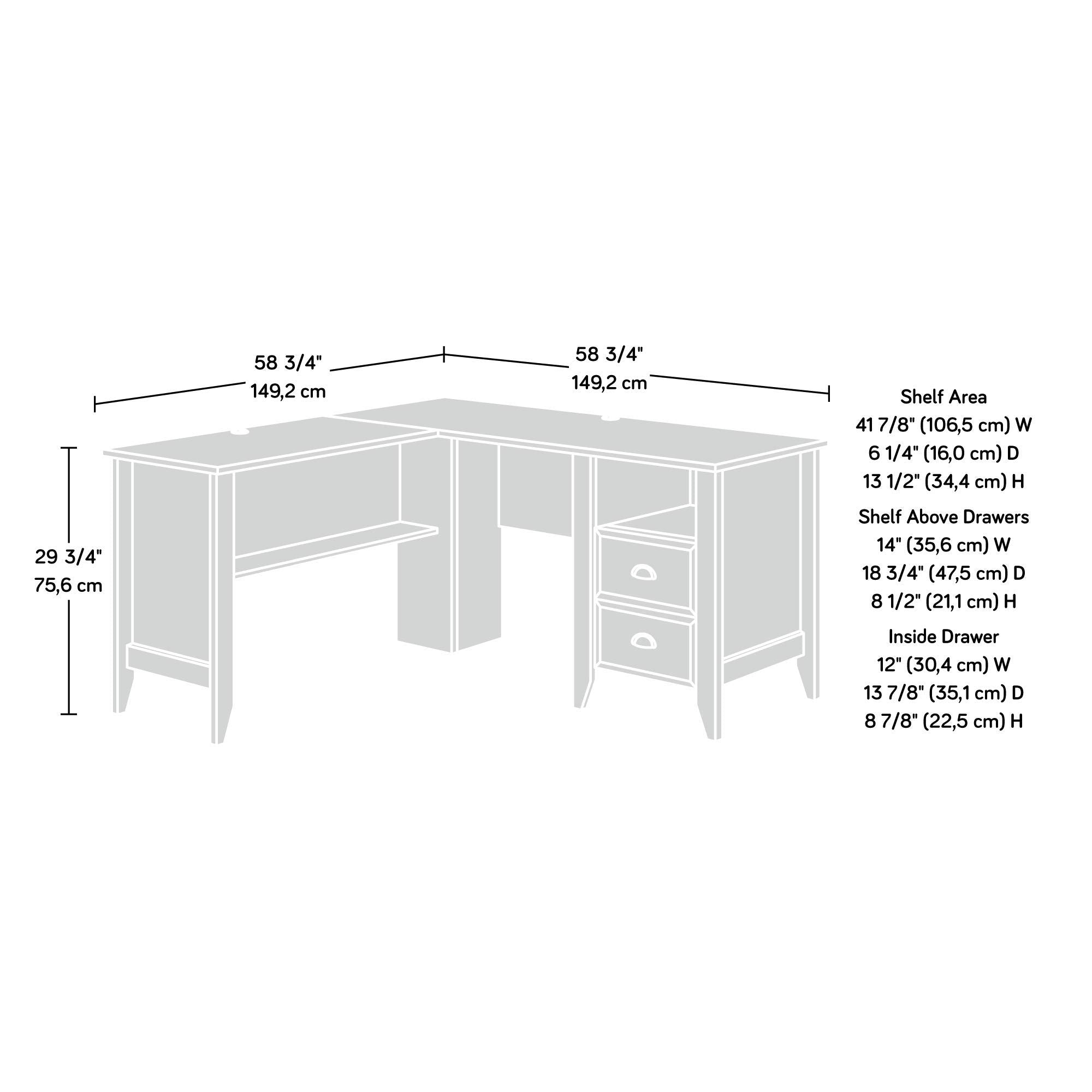 Shoal Creek L-Desk, Jamocha Wood finish