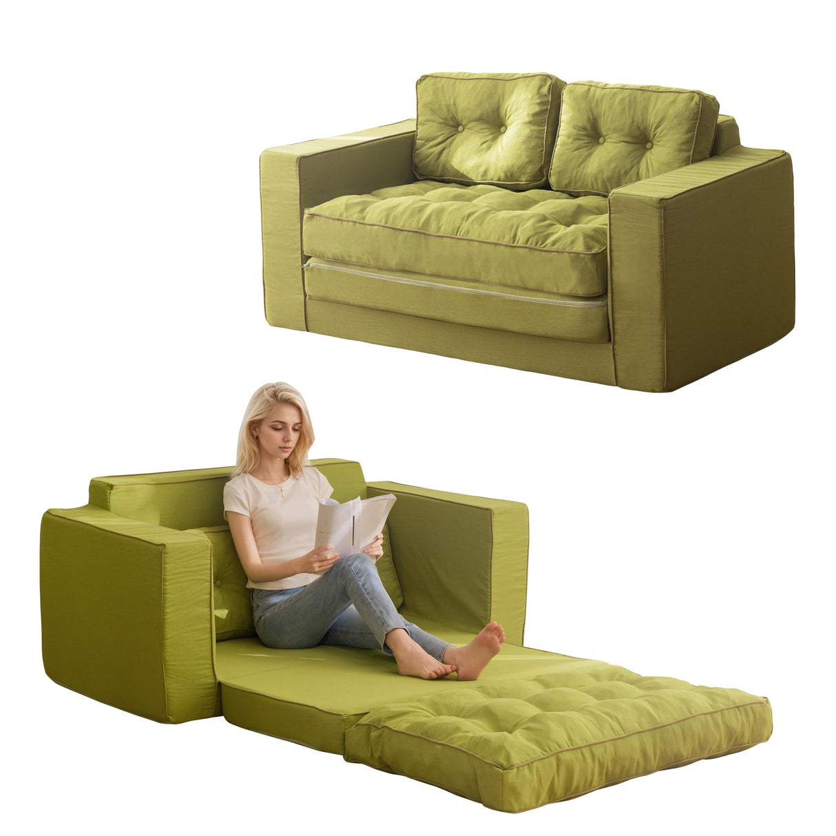 Loveseat Sleeper Sofa,55" Convertible Sofa Bed Couch Futon Couches for Living Room