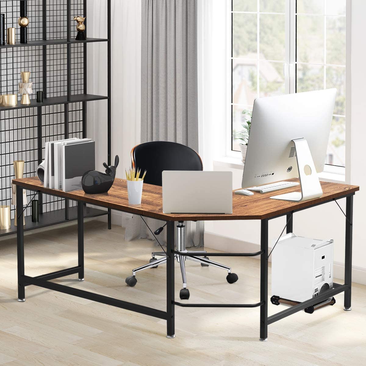 L-Shaped Corner 66" Home Office Workstation Study Table