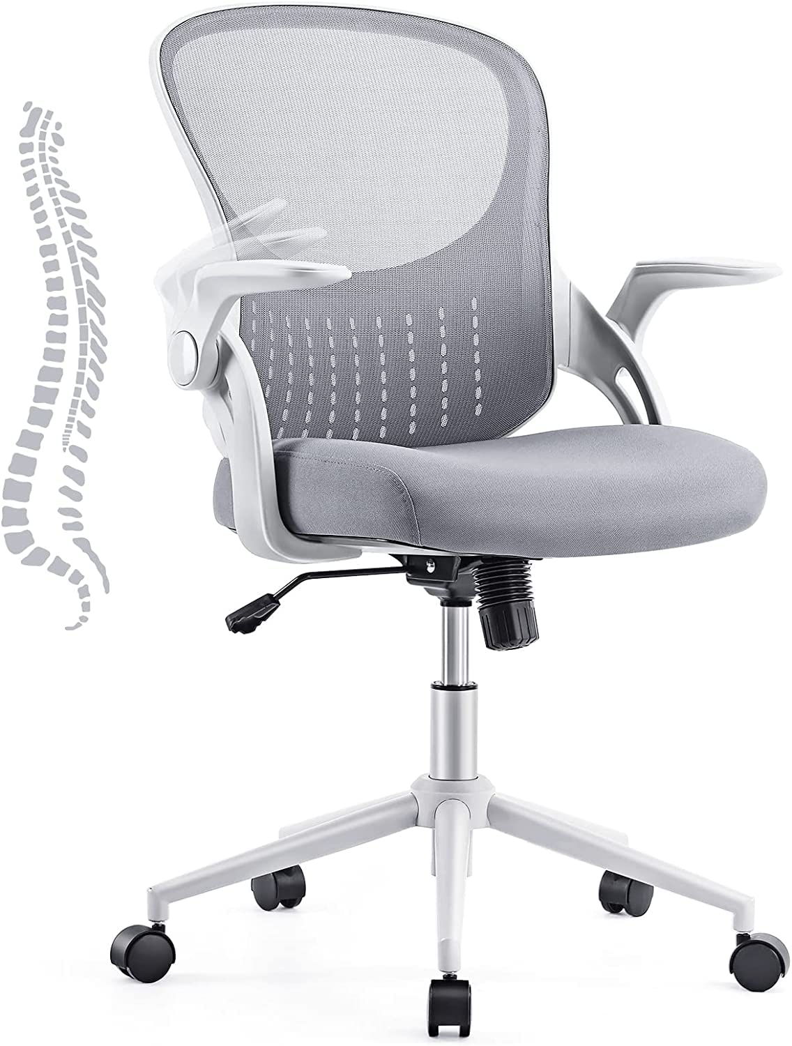 Chair Mesh Swivel Chair Task Chair Study Chair Mid Back Office Chair with Wheels and arms, Dark Black