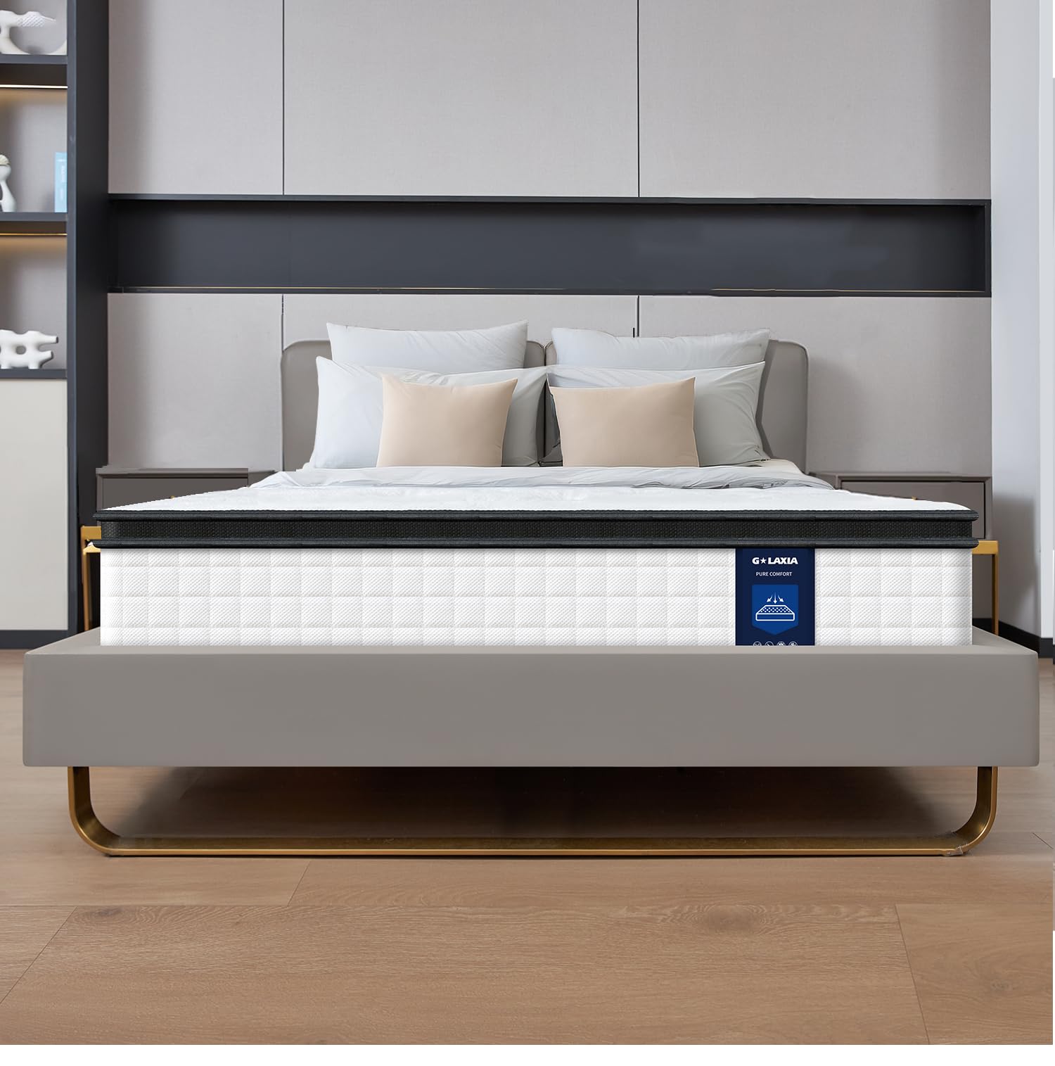 12 Inch White Queen Spring Mattress,Medium Firm with Gel Memory Foam,Individually Pocketed Coil