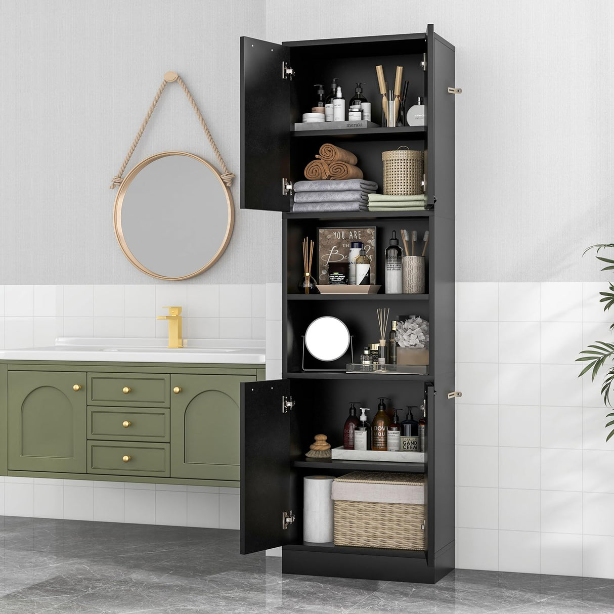 75" Tall Bathroom Storage Cabinet, Bathroom Floor Cabinet