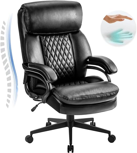 High Back Big & Tall 400lb Office Chair - Heavy Duty Metal Base