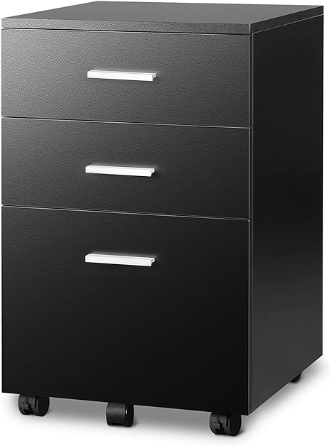3 Drawer Wood Mobile File Cabinet, Rolling Filing Cabinet