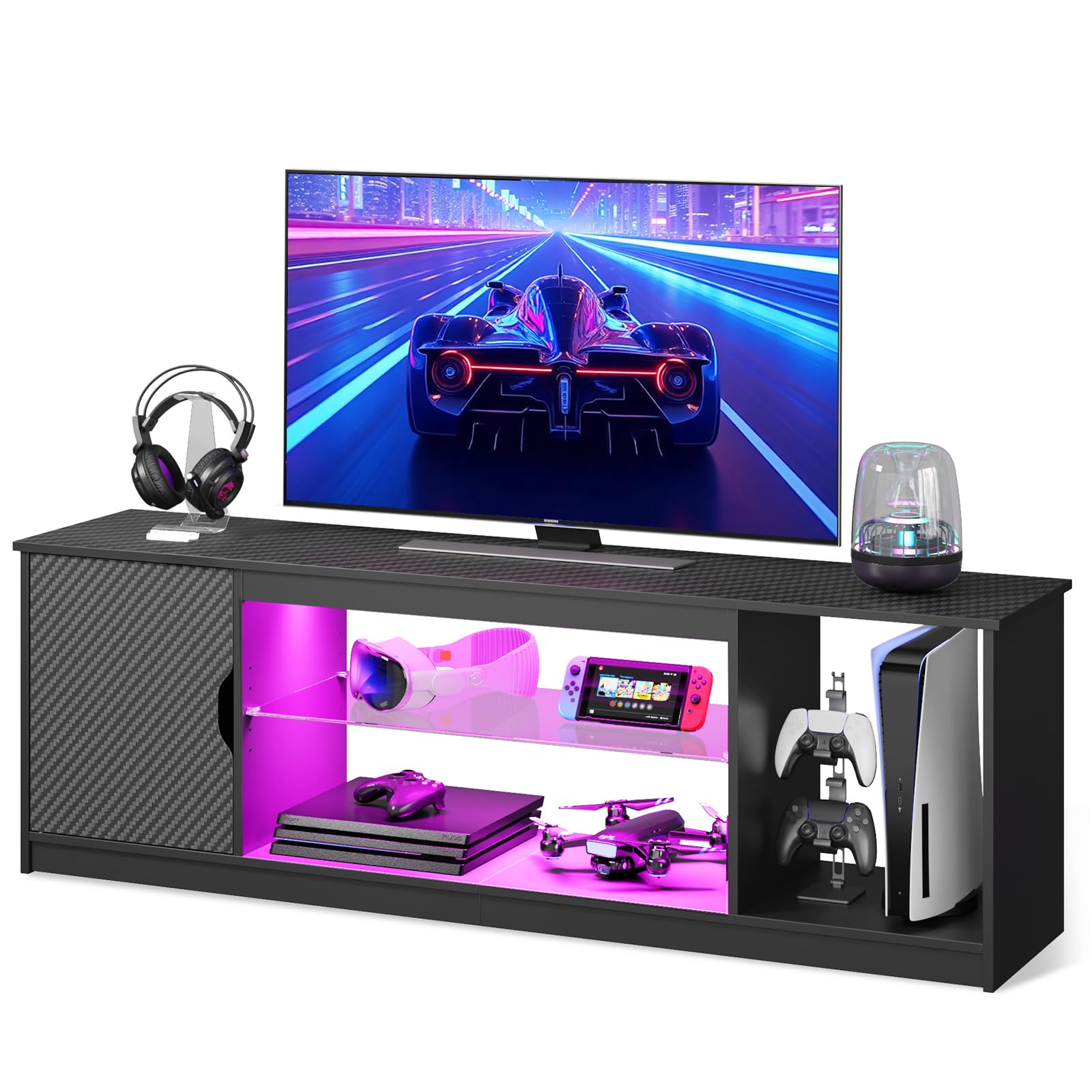 Bestier LED TV Stand for 55/60/65 Inch TV, Gaming Entertainment Center