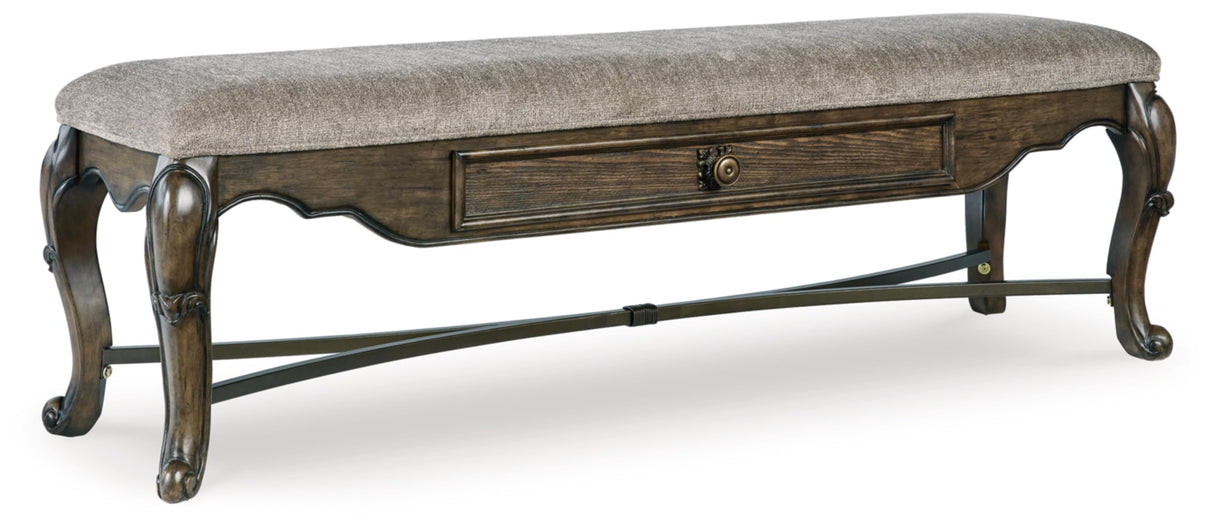 Maylee Contemporary Upholstered 63" Dining Bench with 1 Drawer