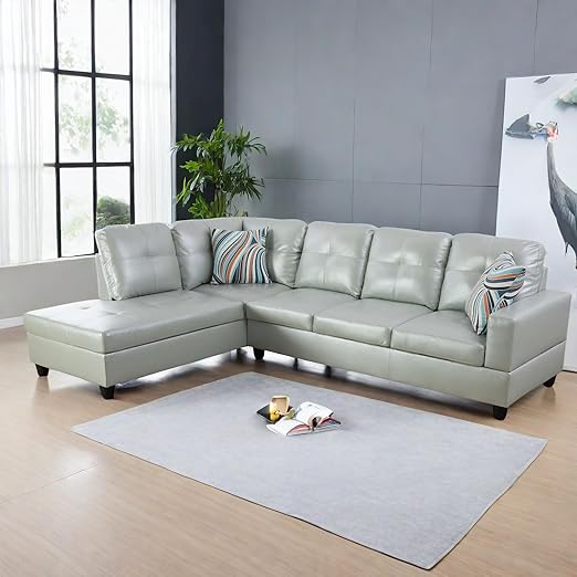 MZX-Carl-SS-00009-LWJ Sectional, 103.5"x74.5"x35", Silver White