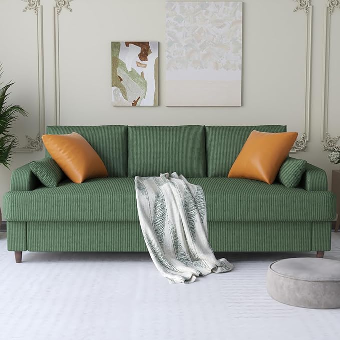 Modern Corduroy Sofa, Couch for Living Room, 3 Seater Sofa