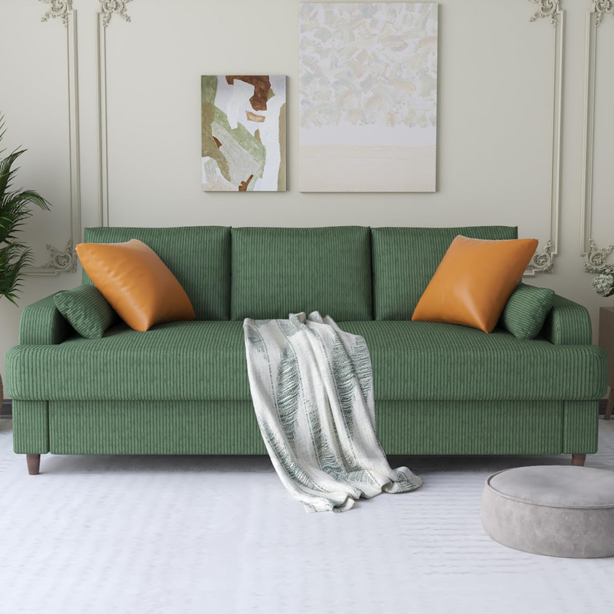 Modern Corduroy Sofa, Couch for Living Room, 3 Seater Sofa