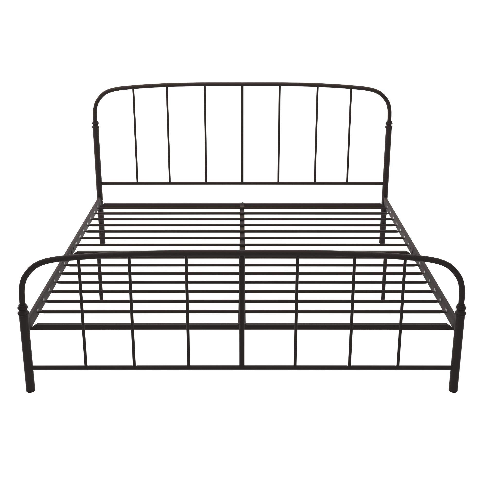 Lafayette Metal Platform Bed with Rustic Style Curved Headboard and Footboard