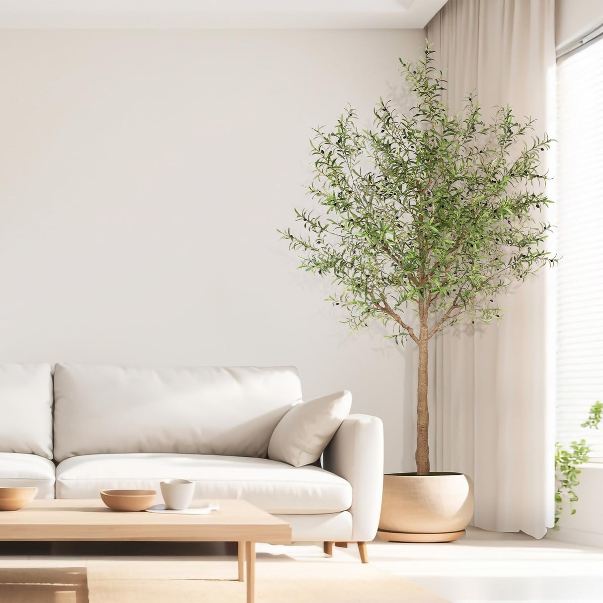 Faux Olive Tree 10ft - Tall Artificial Olive Tree 10 Feet Indoor - Large Fake Plants Olive