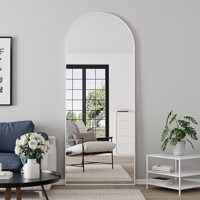 Arched Full Length Mirror, 64"x21" Free Standing Floor Mirror, Modern Full Body Mirror