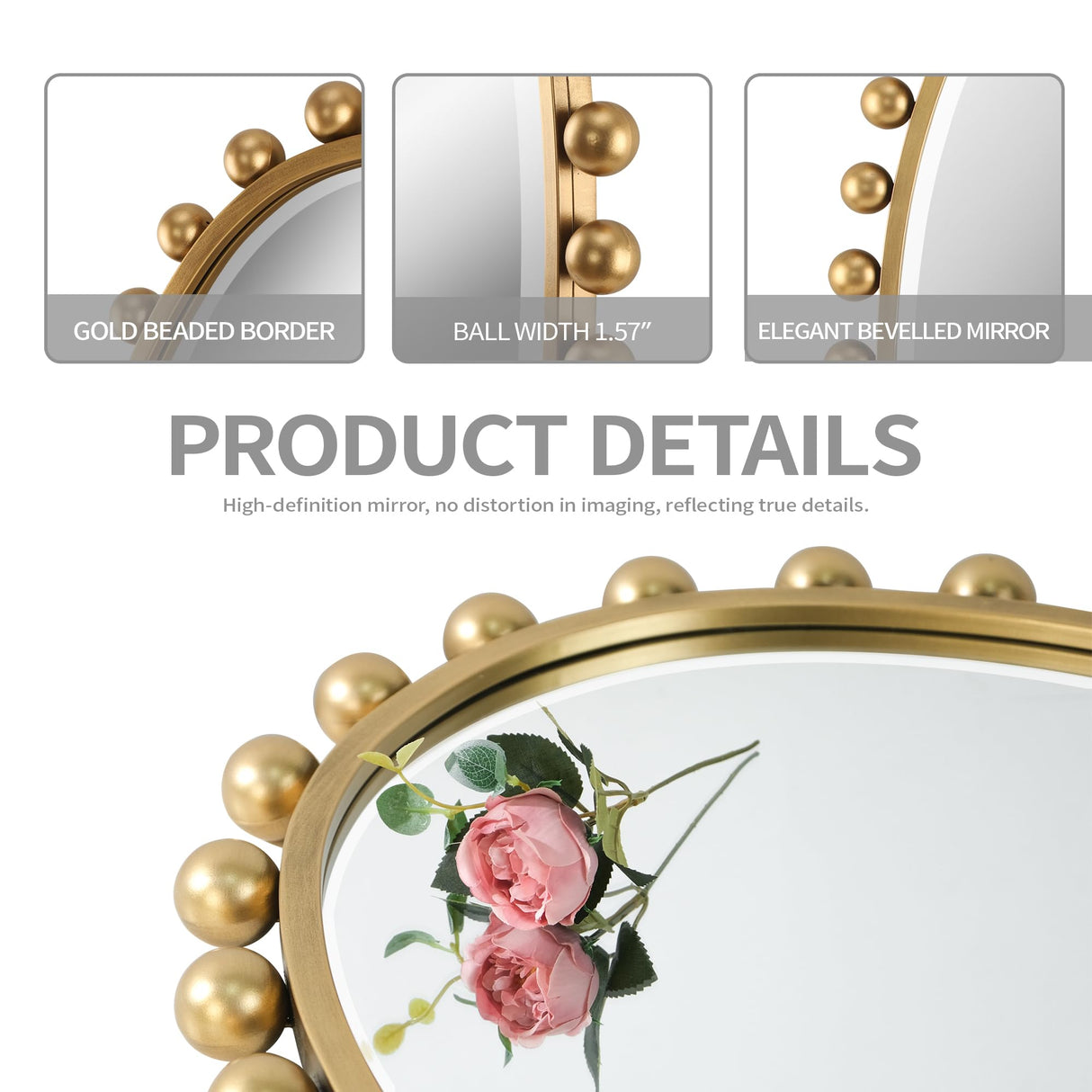 Antique Gold Oval Mirror with Beveled Glass - 24x36 Decorative Wall Mirror