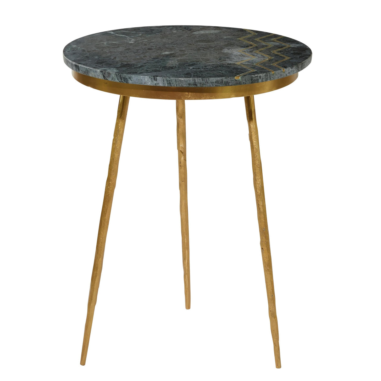 Ceramic Side End Accent Table End Table with Black Marble Top, Side Table 16" x 16" x 20"