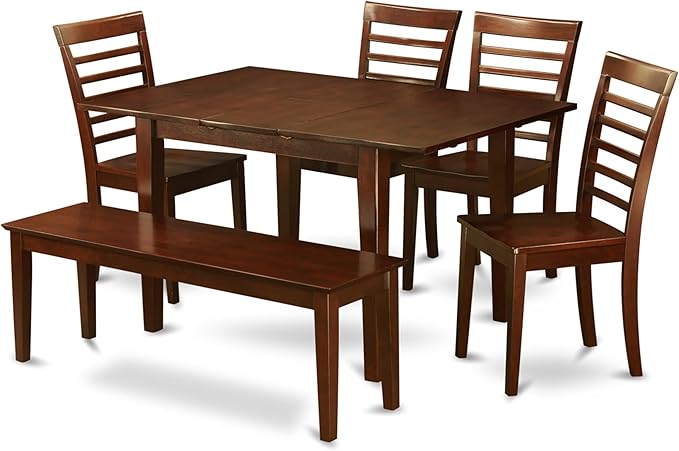 MAH-W 7 Piece Modern Dining Table Set Consist of a Rectangle Wooden Table with Butterfly Leaf