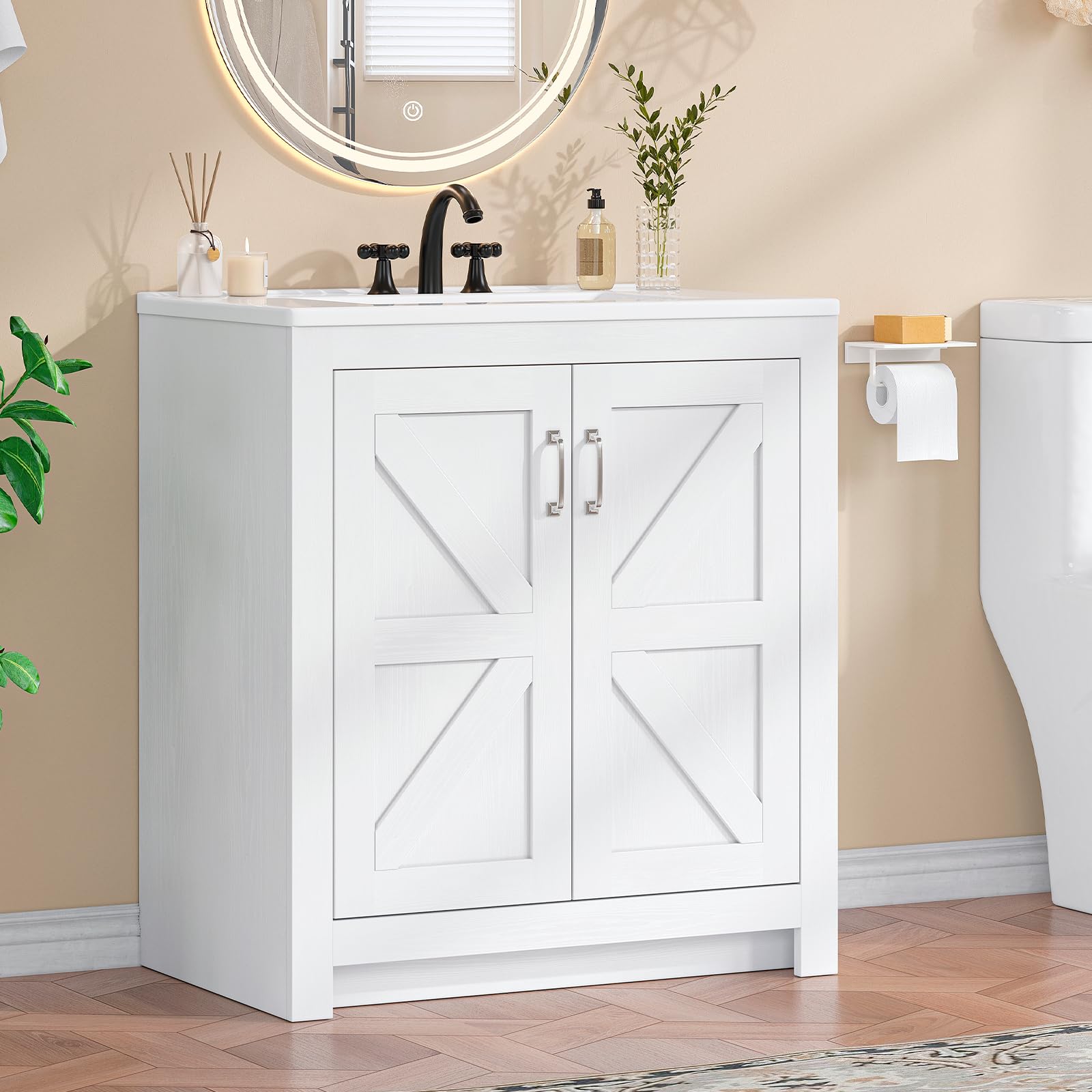 Farmhouse Bathroom Vanity with Sink, Freestanding Bathroom Vanities