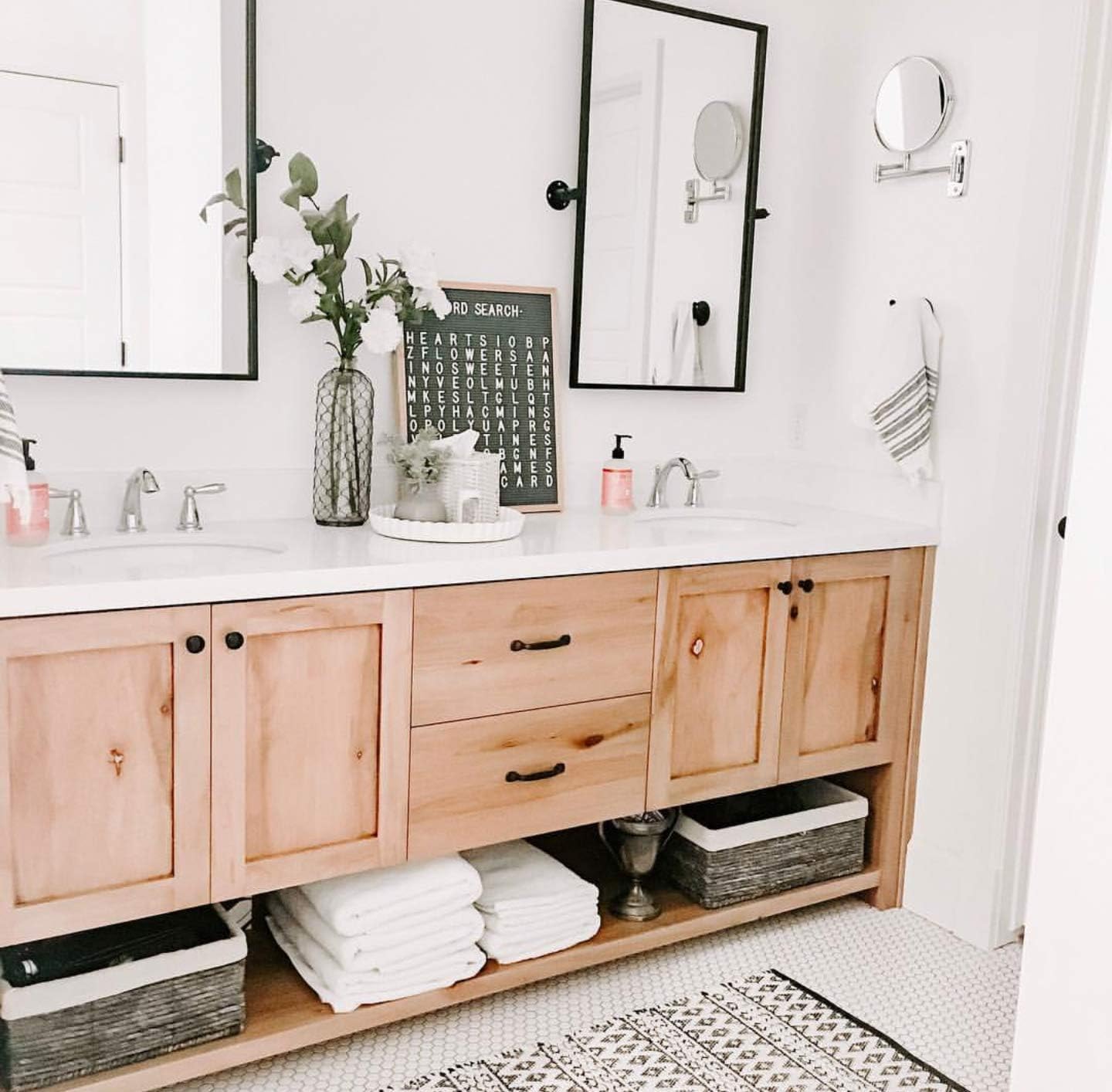 ' Black Metal Framed Pivot Rectangle Bathroom Mirror Tilting Beveled Vanity