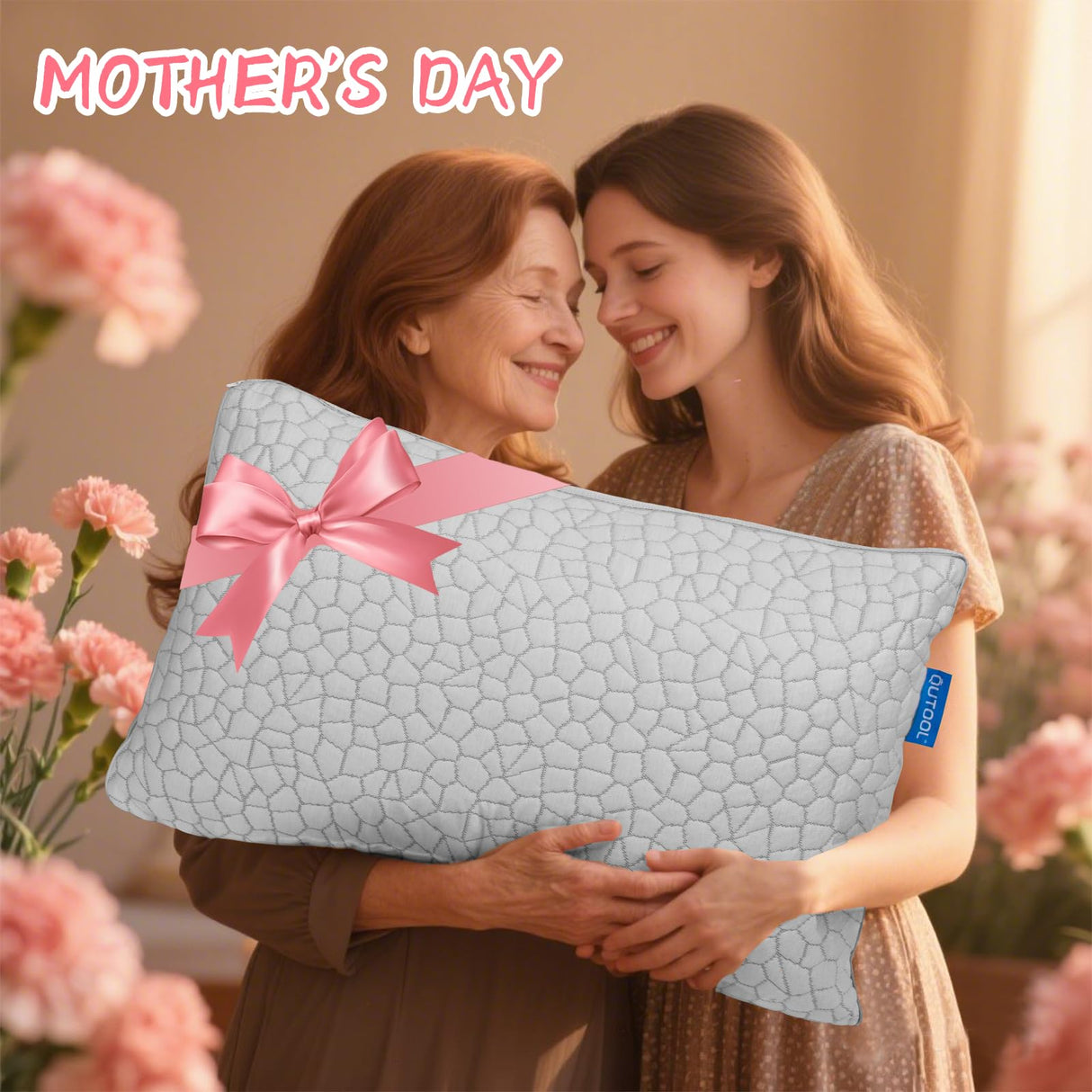 QUTOOL Shredded Memory Foam King Pillows 2 Pack, Adjustable Gel Pillows for Side Stomach and Back Sleepers Luxury Bed Pillow with Washable Cover