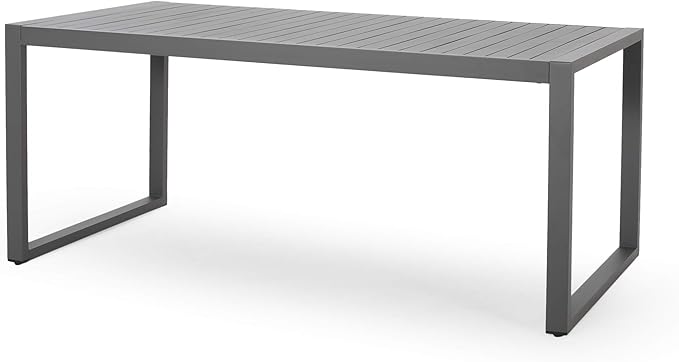 70-Inch Black Outdoor Dining Table - Modern Rectangular Design
