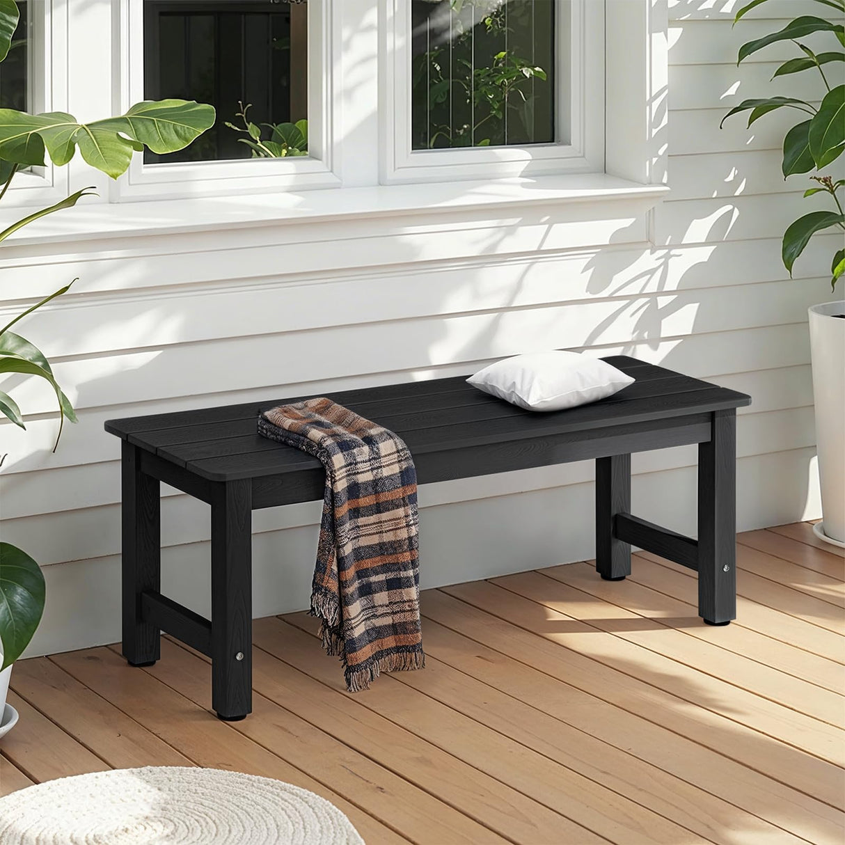 Outdoor Bench, 2-Person Poly Lumber Garden Bench