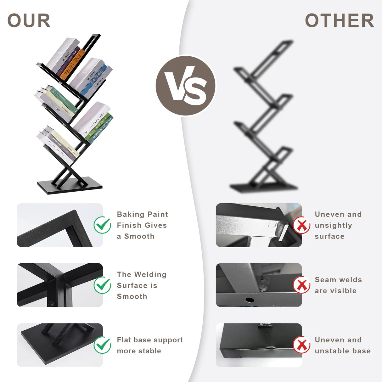 5 Tier Tree Bookshelf, Wisdom Tree Bookshelf, Modern Corner Book Shelfe