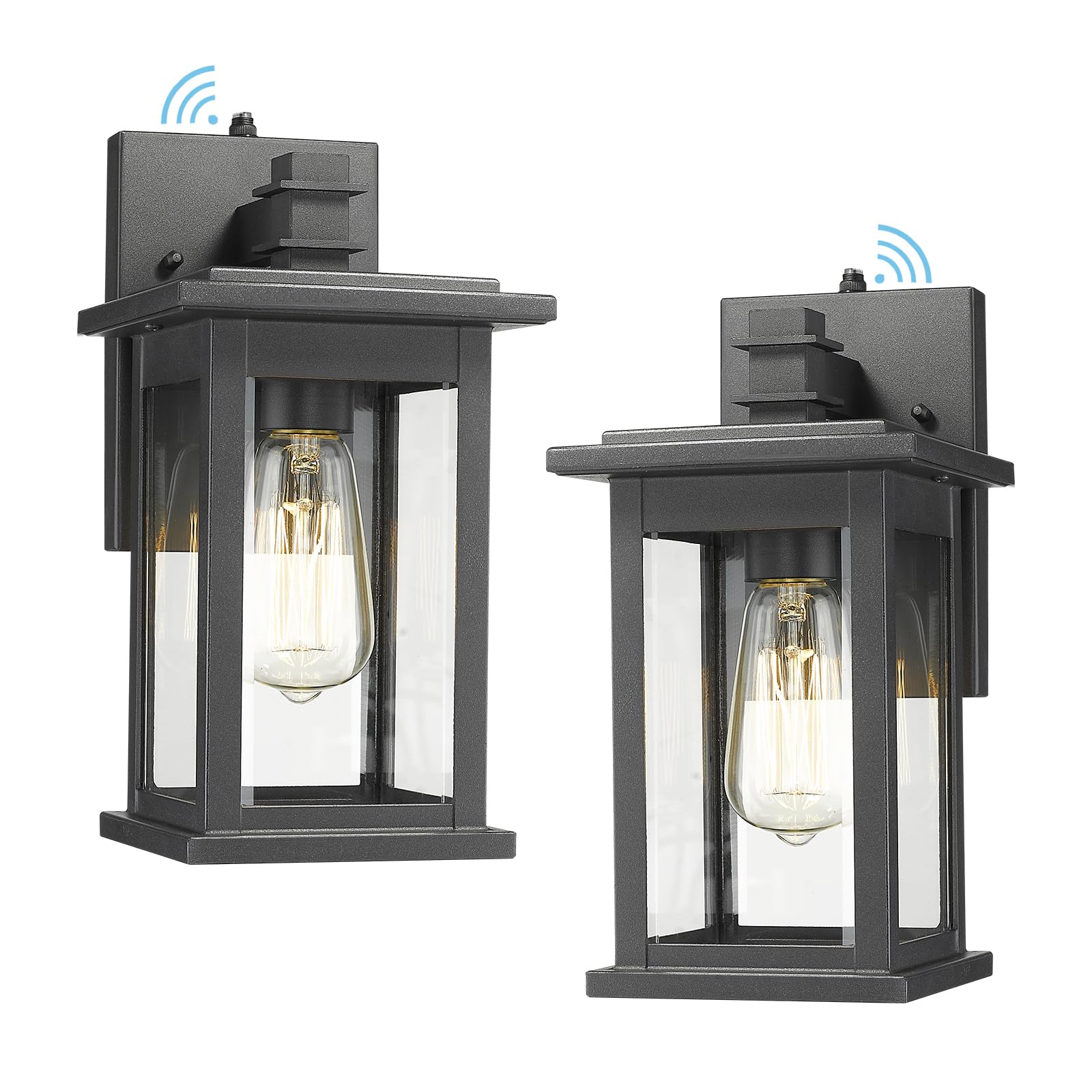 Dusk to Dawn Sensor Outdoor Wall Lantern, HWH Exterior Wall Sconces, Matte Black Waterproof
