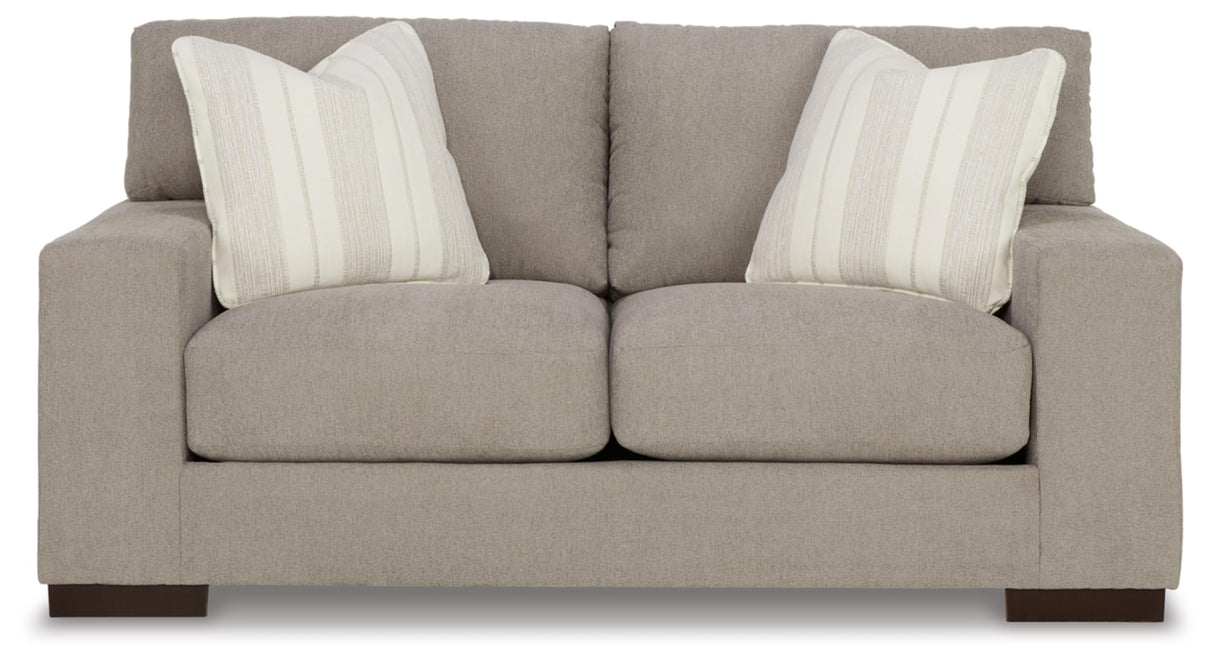 Design by Ashley Maggie Contemporary Loveseat for Living Room, Light Brown