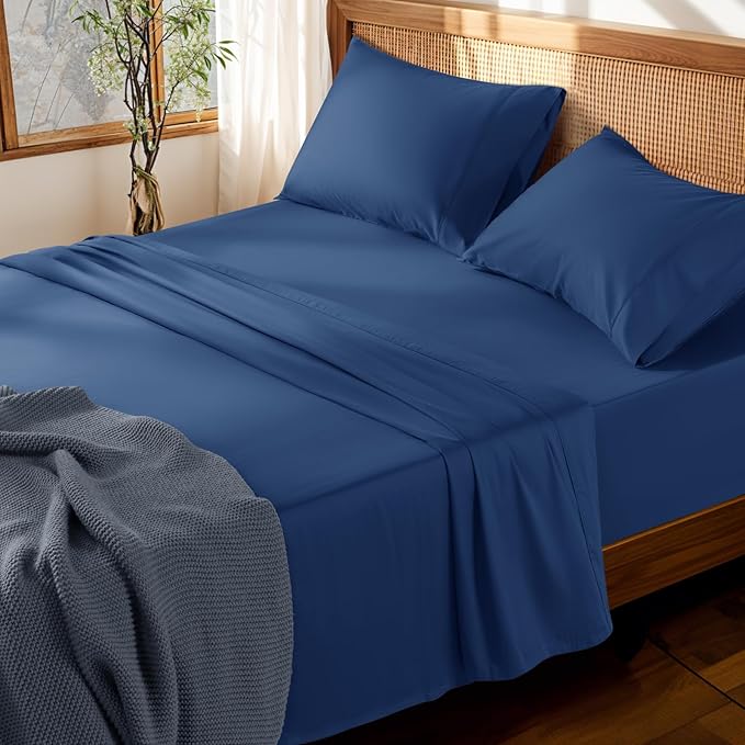 100% Cotton Sheets Set Deep Pocket 19" 1000 Thread Count King Size Sheets 4 Piece