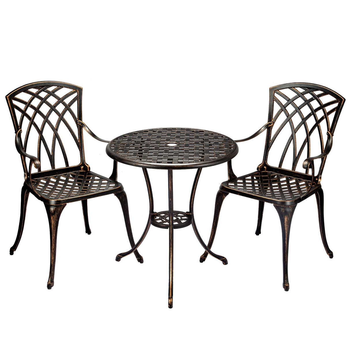 3 Piece Patio Bistro Set,Cast Aluminum Bistro Table and Chairs Set,Bistro Set