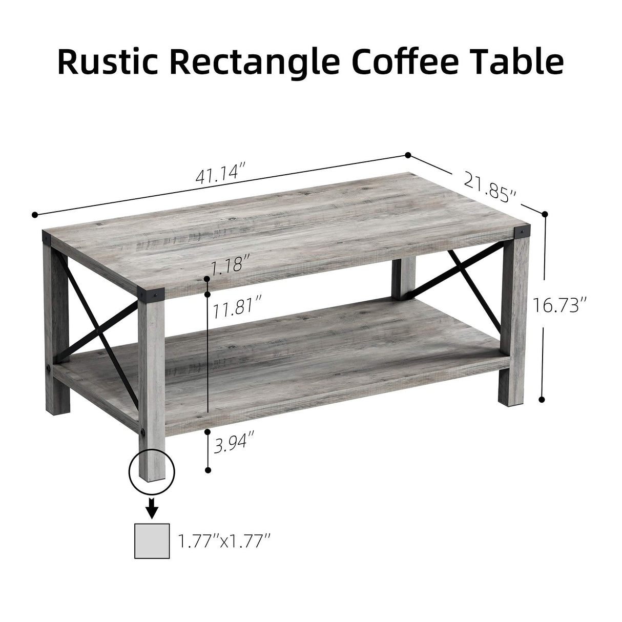 Rectangle Coffee Table 2-Tier Farmhouse Coffee Table