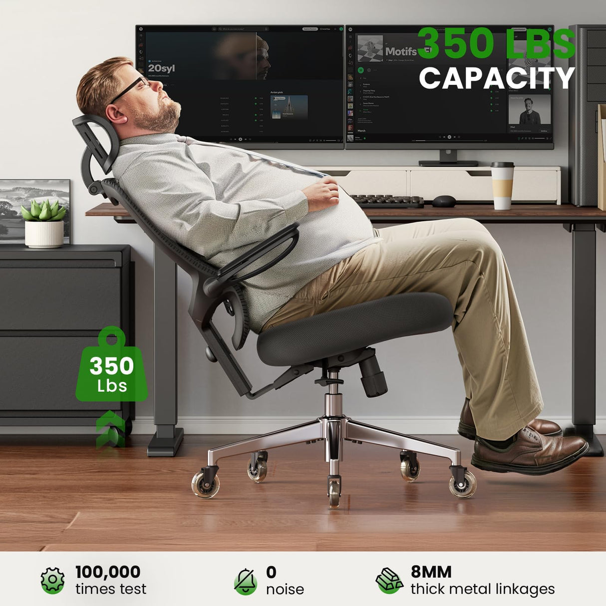 Ergonomic Office Chair for Big and Tall - 350lbs Capacity with Lumbar Support