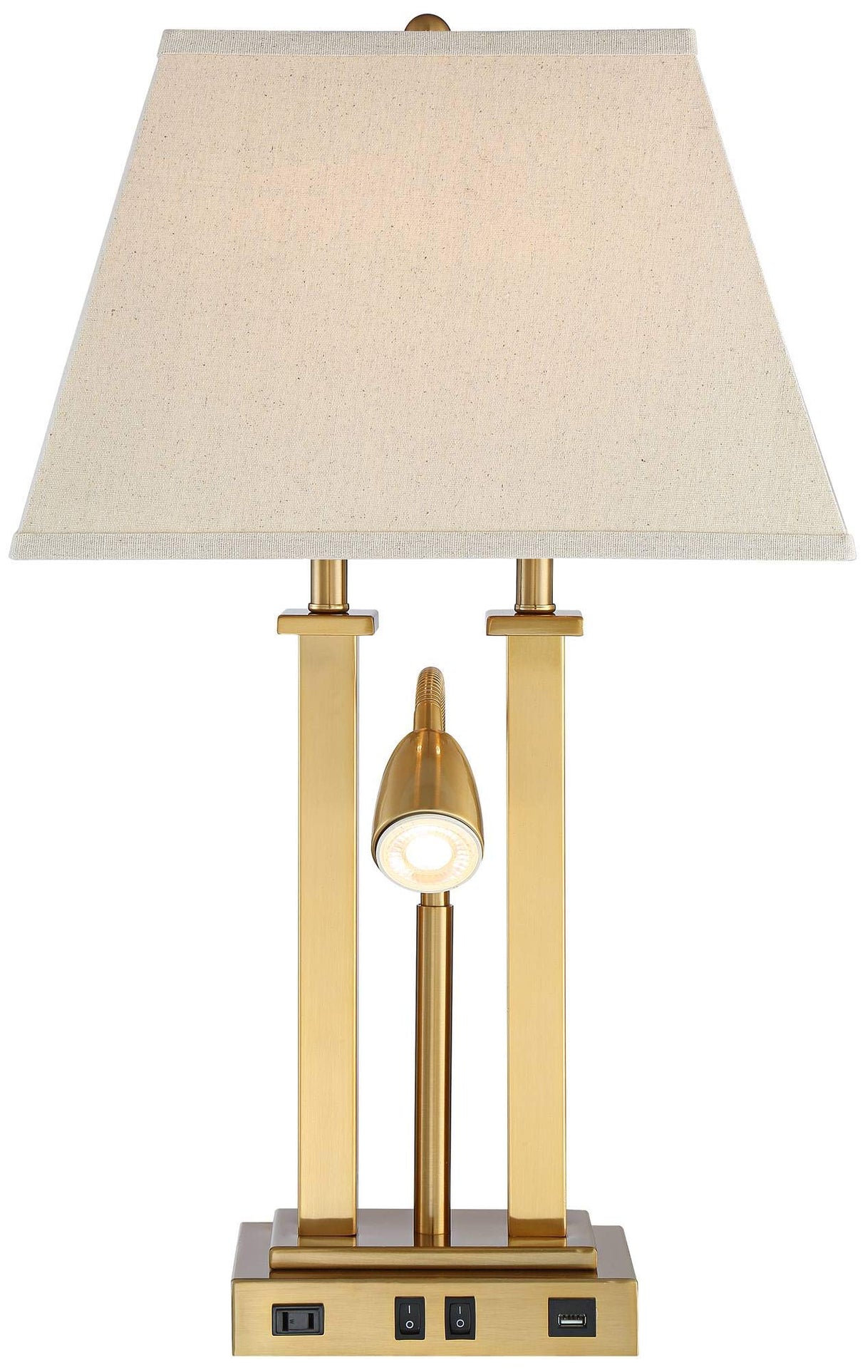 Deacon 26" High Traditional Desk Lamps Set of 2 USB Port AC Power Outlet Gooseneck