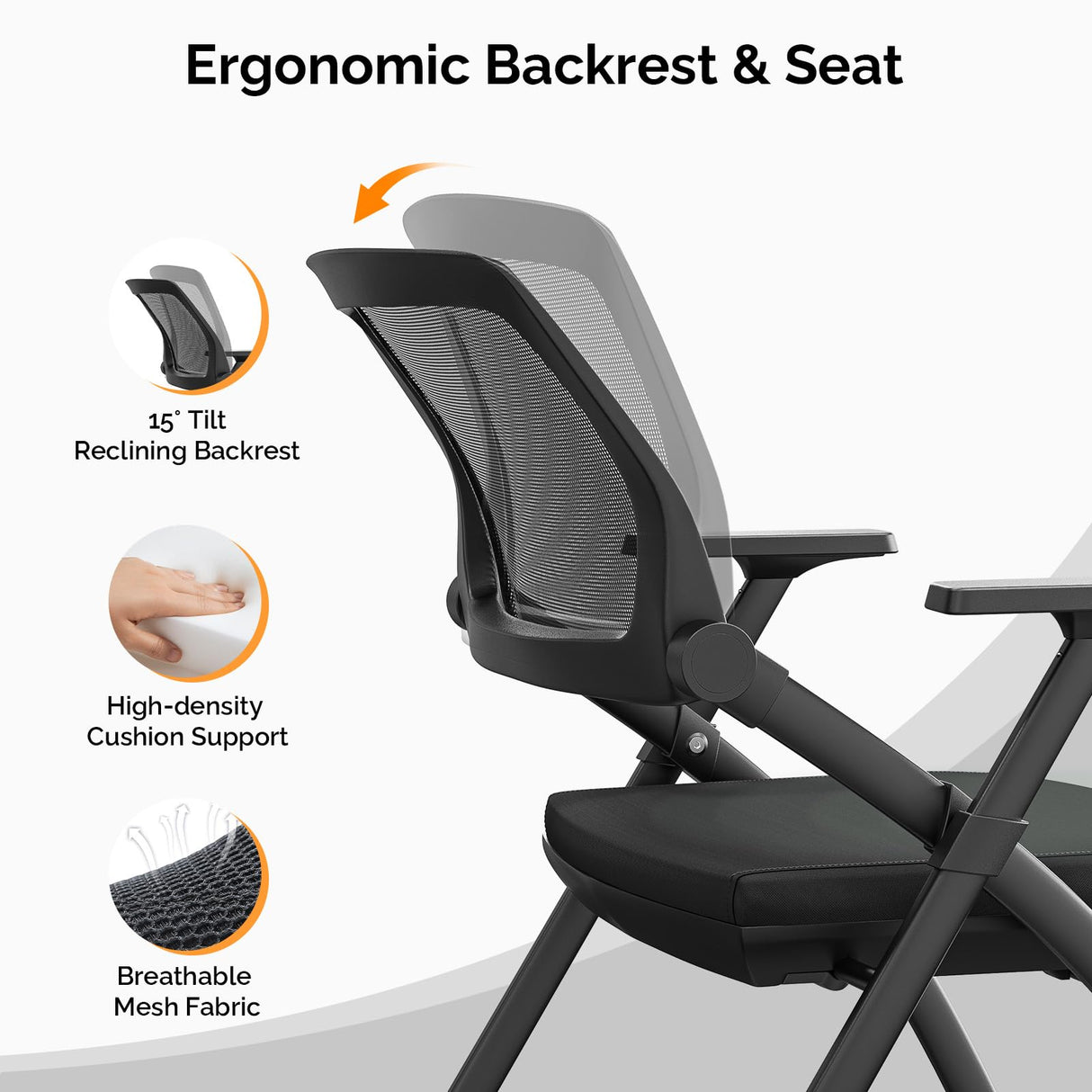 6 Pack Stackable Conference Room Chairs with Wheels, Folding Office Chair