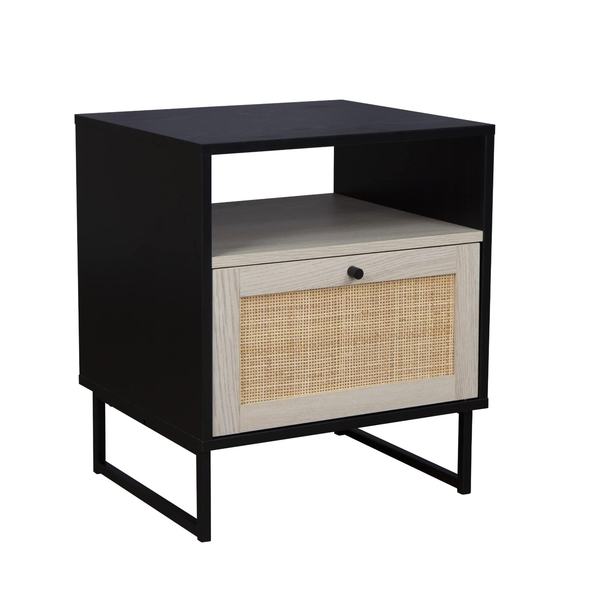 Mina Rattan Wood End Side Accent Table Nightstand