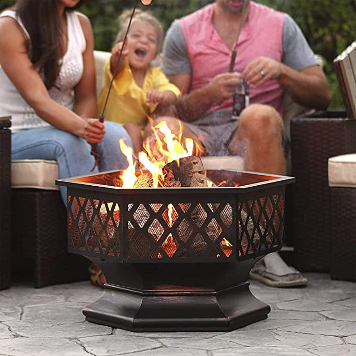 Outdoor Fire Pit Wood Burning Fireplace Patio Backyard Heater Steel Firepit Bowl Heavy